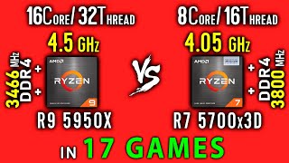 Ryzen 9 5950x vs Ryzen 7 5700x3D Test in 17 Games or R9 5950x vs R7 5800x3D [upl. by Assenev]