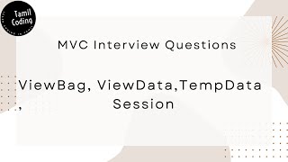 ViewBag ViewData TempData Session in MVC  Aspnet MVC  Tamil [upl. by Jac]