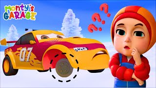 Car Lost Its Wheel  2  The Wheel Goes Missing Again  Nursery Rhymes  Montys Garage [upl. by Rorrys991]