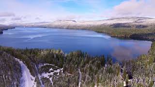 First Snow in Central Oregon  Drone Footage of Odell Lake Lodge amp Resort [upl. by Nameloc]