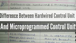 Difference between Hardwired Control Unit amp Microprogrammed Control Unit  COA [upl. by Hedi]