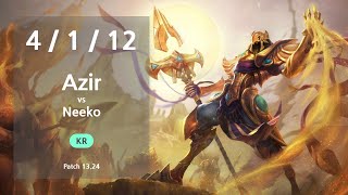 Azir Mid vs Neeko  KR Challenger Patch 1324 [upl. by Skipton709]