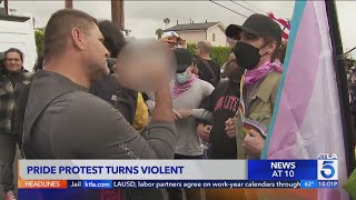 Elementary school Pride protest in North Hollywood turns violent [upl. by Nailimixam600]