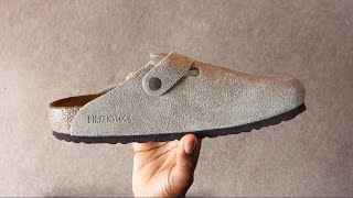 Birkenstock Boston Suede Leather Taupe Unboxing and Try On [upl. by Ardenia]