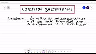 Microbiologie générale Nutrition bactérienne part 1 [upl. by Hooge]