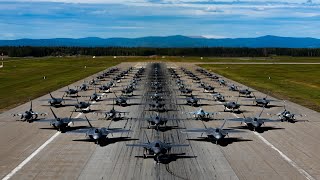 Eielson Air Force Base 75fighter jet elephant walk [upl. by Adnovaj]