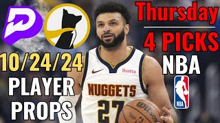 PRIZEPICKS UNDERDOG NBA THURSDAY 1024 CORE PLAYER PROPS [upl. by Anilrahc]