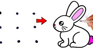 How to draw easy rabbit from 9 dots  Rabbit drawing step by step  Rabbit dots drawing  dpdrawing [upl. by Crelin]