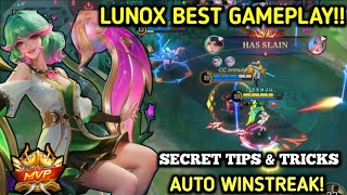 LUNOX BEST GAMEPLAY amp TUTORIAL WHILE PLAYING👀🤯  SOLO RANK  MOBILE LEGENDS [upl. by Ilana]