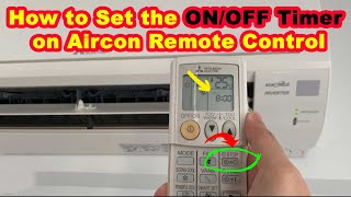 How to Set ONOFF Timer in Air Conditioner Remote Control Mitsubishi [upl. by Nosiddam]