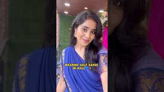 Wearing half saree in mall😂 funnyshorts shortsfeed funnyvideo comedy public reaction trending [upl. by Woodie]