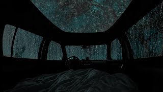 🔴10 Hours ASMR 😴 Overnight in the car during heavy rain and thunderstorms to rest and sleep [upl. by Aisinoid178]