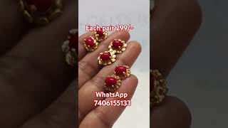 Coral beads earringsstuds pagadamgold copy micropolish whatsapp 7406155133shortsviral [upl. by Ellocin]