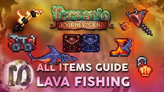 ALL LAVA FISHING ITEMS in Terraria 14 Journeys End Full Guide New Lava fishing Terraria [upl. by Dhar912]