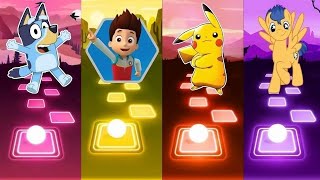 Bluey 🆚 Paw Patrol 🆚 Pikachu 🆚 My Little Pony ｜ Who Is Win 🏆🎯 ｜ Tiles Hop EDM Rush ｜ [upl. by Thgiwed]