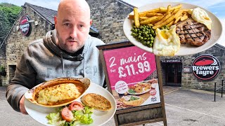 Is the Brewers Fayre THE CHEAPEST PUB LUNCH EVER   2 Mains for £1199  The Watermill Halifax [upl. by Ahsini]