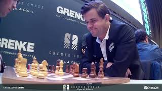 Magnus Carlsen vs Vincent Keymer GRENKE Chess Classic 2024 Round 5 [upl. by Klingel]