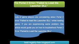 How To Fix Portal 2 Error Failed to Load the Launcher DLL [upl. by Binnie]