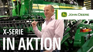 Der Mähdrescher X9 von John Deere im Erntebetrieb auf der Caley Farm [upl. by Livy]