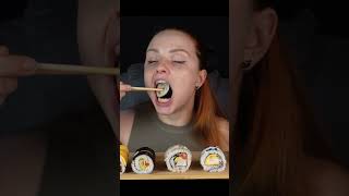 Mukbang with my homemade Sushi Rolls ASMR [upl. by Yenettirb910]