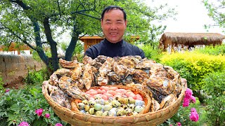 Fatty Oysters Grilled With 1 KG Chicken Kidney and Garlic My New Favorite  Uncle Rural Gourmet [upl. by Gearhart]