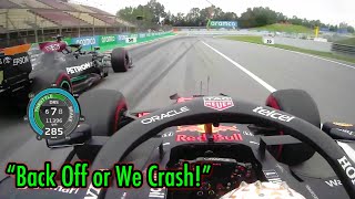 Verstappens quotYou back off or we crashquot Race Start [upl. by Anekam]