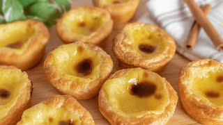 Potuguese Egg Tarts  Custard Tarts  Pasteis de Nata  Puff Pastry Recipe [upl. by Ariamat863]