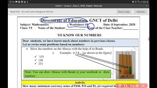 DOE MATHS WORKSHEET 1 CLASS 6 572021 ENGLISH MEDIUMclass6 maths worksheet1 maths worksheet 1 [upl. by Gaiser]