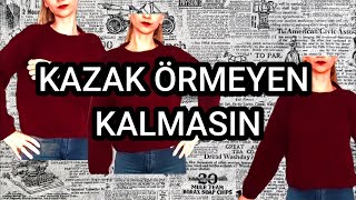 ÖRGÜYE YENİ BAŞLAYANLARIN DA YAPABİLECEĞİ DÜZ İKİ ŞİŞLE KAZAK YAPIMI [upl. by Adahsar]