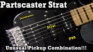 GUITAR VID  Partscaster Strat With Jazzmaster Bridge Pickup Strat Middle and P90 Neck [upl. by Zavras135]