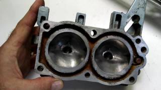 Johnson Evinrude 99 to 18 hp project  Cleaned up cylinder head [upl. by Eussoj]