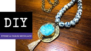 How To Make A Beaded Gemstone amp Chain Necklace With Pendant [upl. by Yespmed]