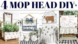 4 Dollar Tree Mop Head DIYs  Farmhouse  Cottage  Boho [upl. by Tavish340]