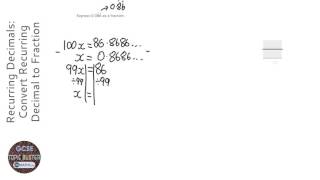 Recurring Decimals Convert Recurring Decimal to Fraction Grade 8  OnMaths GCSE Maths Revision [upl. by Notnef]