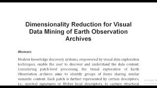 Dimensionality Reduction for Visual Data Mining of Earth Observation Archives [upl. by Harimas]