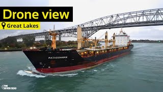 Drone video of cargo ship PATAGONMAN at Port Huron Michigan  Shipspotting 2023 [upl. by Ellegna653]