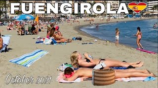 FUENGIROLA SPAIN BEACH WALK IN OCTOBER 2021 Latest Beach Walk Updates In Spain 2021 4K [upl. by Adnarom]