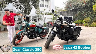 New Launch Classic Goan 350 Vs Jawa 42 Bobber Detail Comparison  Price  Features  Mileage Review [upl. by Nuhsed51]