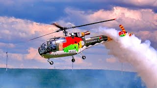 FLIGHT AND AUTOROTATION CRASH LANDING WITH SA319 ALOUETTE 3 HUGE RC SCALE MODEL TURBINE HELICOPTER [upl. by Coopersmith800]