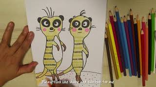 Learn About A Meerkat Before We Start Drawing  Easy Drawing  Meerkat Drawing  Cute Meerkat [upl. by Ahsimit]