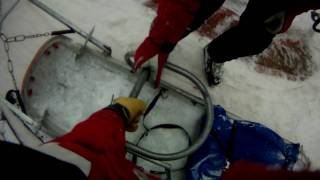 Loading a ski patrol toboggan on the chair lift helmet camera [upl. by Kynan945]