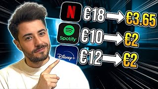 Come Avere Qualsiasi Abbonamento Come Netflix Spotify Disney Canva NordVPN Quasi GRATIS [upl. by Reynold19]