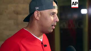 Boston Red Sox manager Cora arrives in Puerto Rico as fans celebrate win [upl. by Natfa]