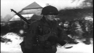 US infantrymen of the 358th Regiment 90th Division marching along the highway tHD Stock Footage [upl. by Odlanier525]