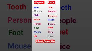 Singular and plural Words in English shorts mathematics [upl. by Gilberta]