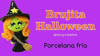 Brujita Porcelana Fría Aplique ó centro para moños  Especial Halloween y Día de Muertos [upl. by Knowle]