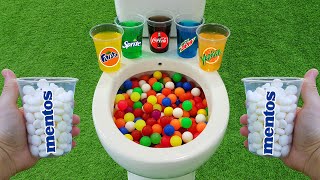 Mini Plastic Balls VS Popular Sodas  Coca Cola Sprite Fanta Yedigün and Mentos in the toilet [upl. by Tnecnev]