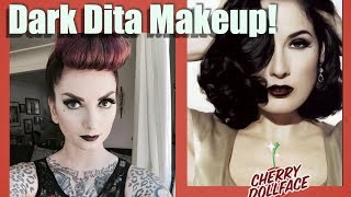 Dark Dita Von Teese Goth Vintage Makeup Tutorial by CHERRY DOLLFACE [upl. by Russo]