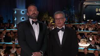 Ben Affleck amp Matt Damon Present Best Director – Motion Picture I 81st Annual Golden Globes [upl. by Valda]