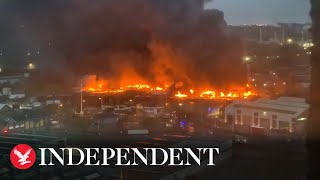 Firefighters tackle huge blaze in Bradford [upl. by Jehanna874]